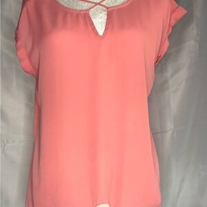 A. Byer Coral Blouse with Cutout Design